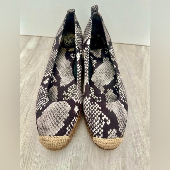 Tory Burch Satin Espadrilles Wedges Women 8.5 Heather Snake - Picture 2 of 15